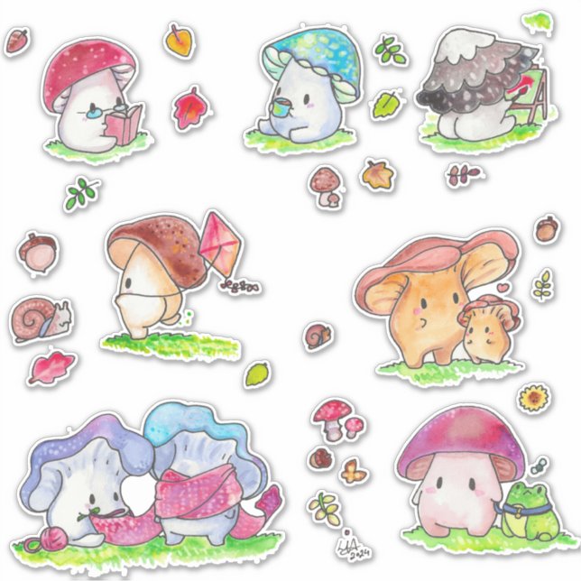 Sticker pour les amis des champignons Kawaii (Devant)