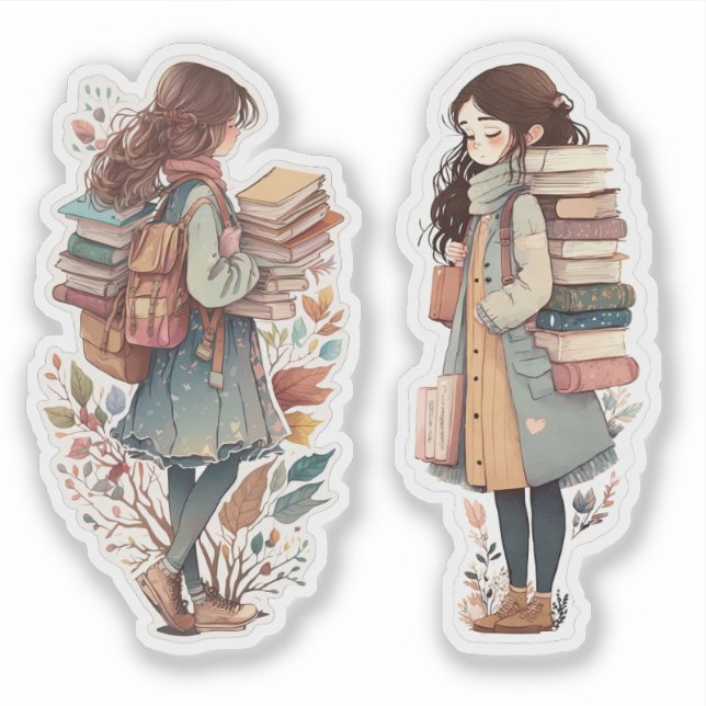 Sticker pour les filles qui aiment les livres (Devant)