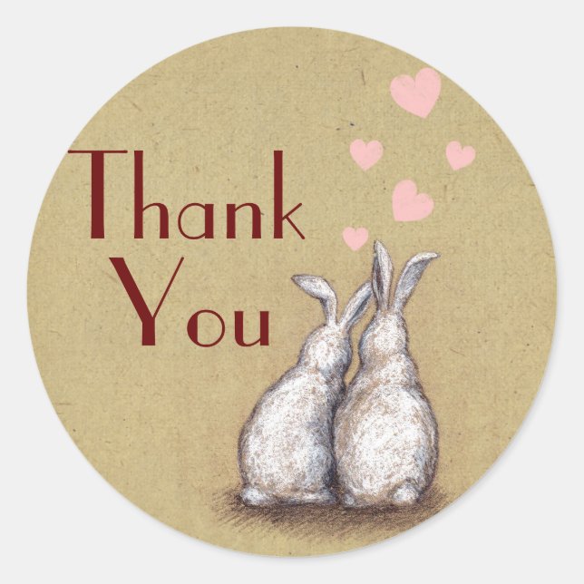 Sticker pour Merci personnalisé Forever Love Bunni (Devant)