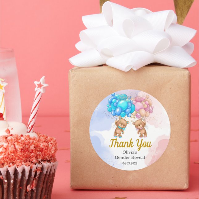 Sticker pour Merci rose et bleu pour le sexe de l' (Fête)