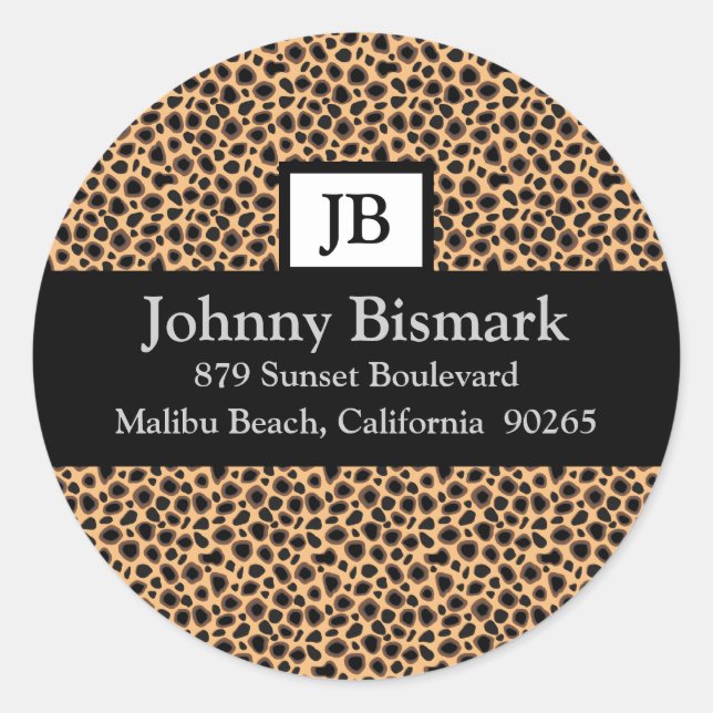 Sticker pour monogramme papier Cheetah (Devant)