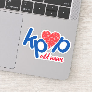 Sticker pour nom Kpop Love en rouge & bleu