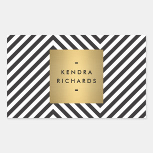 Sticker pour nom or Motif noir et blanc rétro