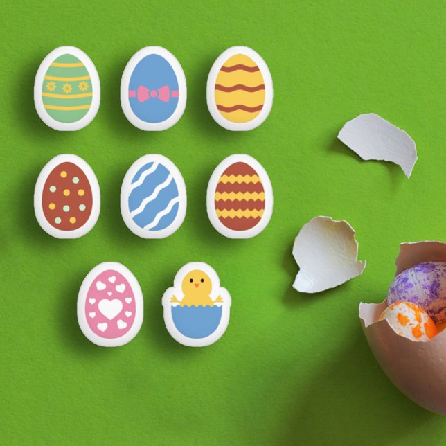 Sticker pour oeufs de Pâques décorés (Decorated Kids Easter Eggs Sticker)