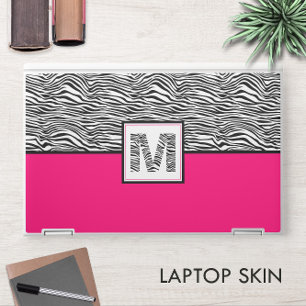 Sticker Pour Ordinateurs HP Jungle #Zebra Motif #Monogram Rose noir & blanc