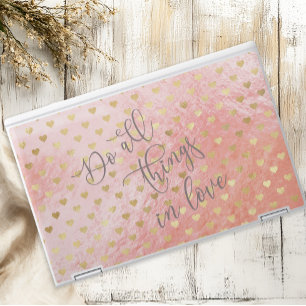 Sticker Pour Ordinateurs HP Or Coeurs métalliques roses font tout en amour