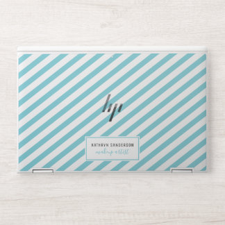 Sticker Pour Ordinateurs HP STRIPE MINIMALE MODERNE simple bleu turquoise blan