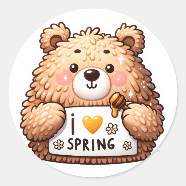 Sticker pour ours mignon au printemps (Devant)