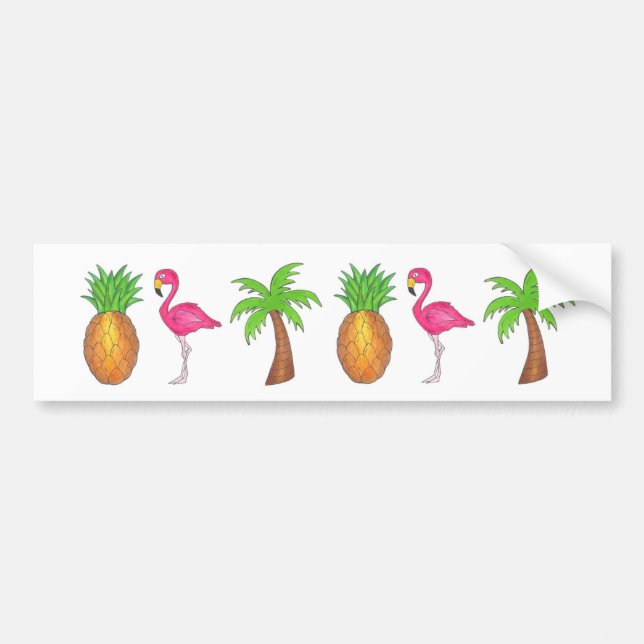 Sticker pour palmier à Flamant rose d'ananas tropi (Devant)