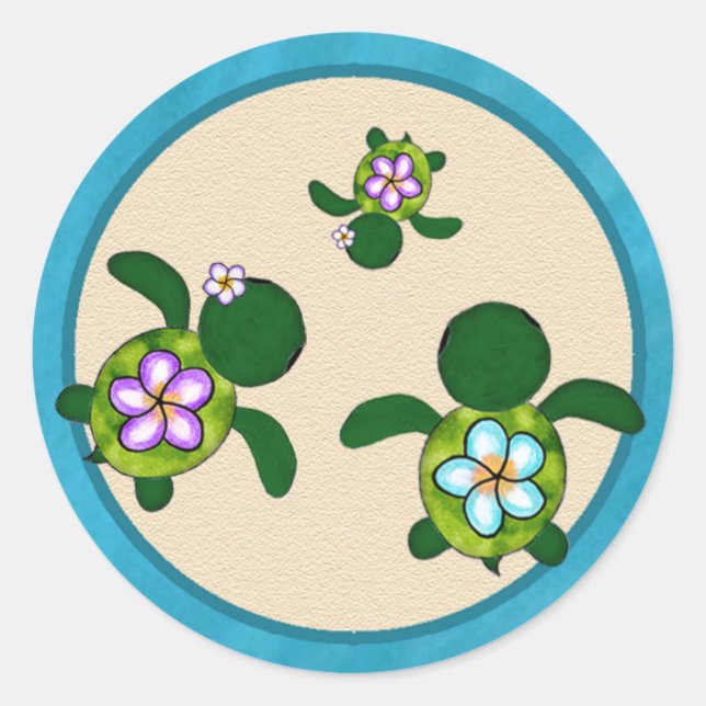 Sticker pour phoque FILLE Sea TURTLE Baby shower ( (Devant)