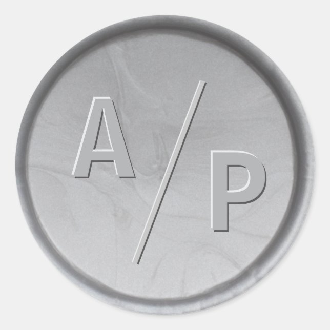 Sticker pour sceau de cire argentée des initiales  (Devant)