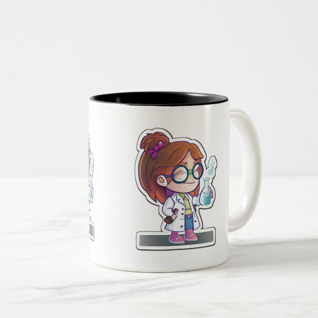 Sticker pour scientifique fille Mug à deux tons, 1 (Devant droit)