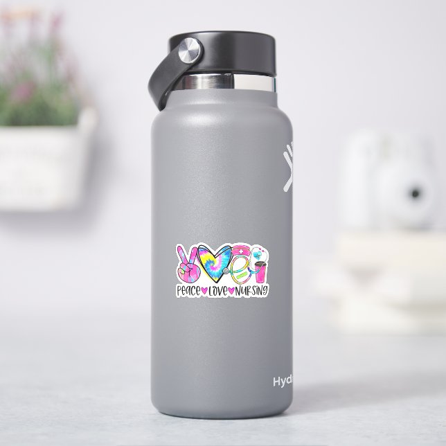 Sticker pour soins infirmiers Peace Love dans les  (HydroFlask)