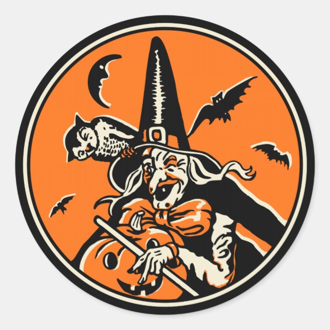 Sticker pour sorcière Halloween vintage (Devant)