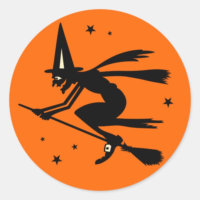 Sticker pour sorcière Halloween vintage (Devant)