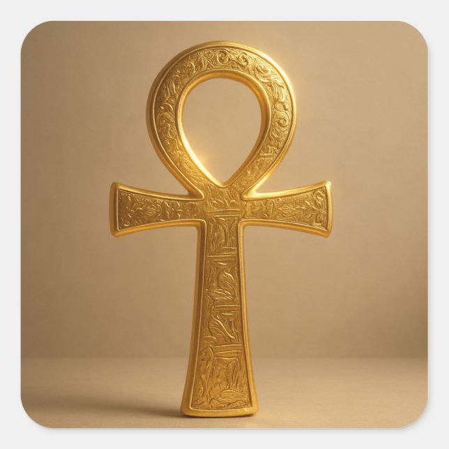 Sticker pour Symbole égyptien antique Golden Ankh (Devant)