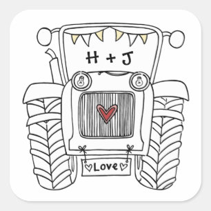 Sticker pour tracteur de Mariage campagnard person