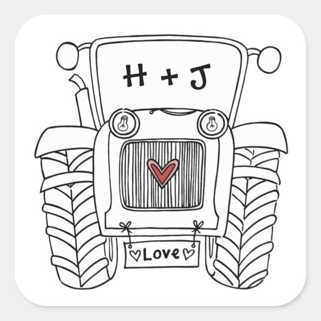 Sticker pour tracteur de Mariage campagnard person (Devant)