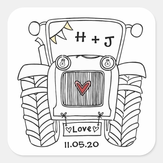 Sticker pour tracteur de Mariage campagnard person (Devant)