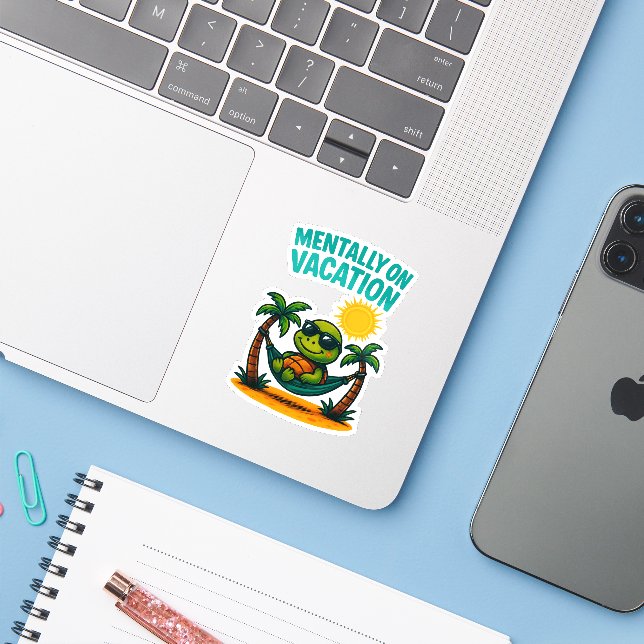 Sticker pour vacances (Ordinateur portable avec iPhone)