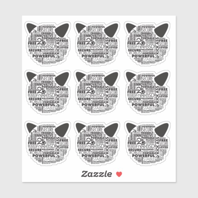 Sticker Pourquoi j'aime FreeBSD 25th Anniversary Vinyl Sti (Feuille)