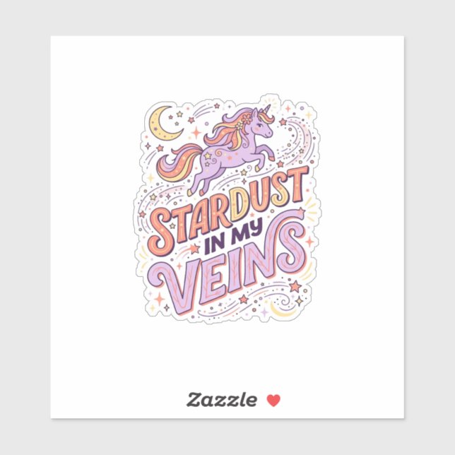 Sticker Poussière d'étoile de licorne dans mes veines conc (Feuille)
