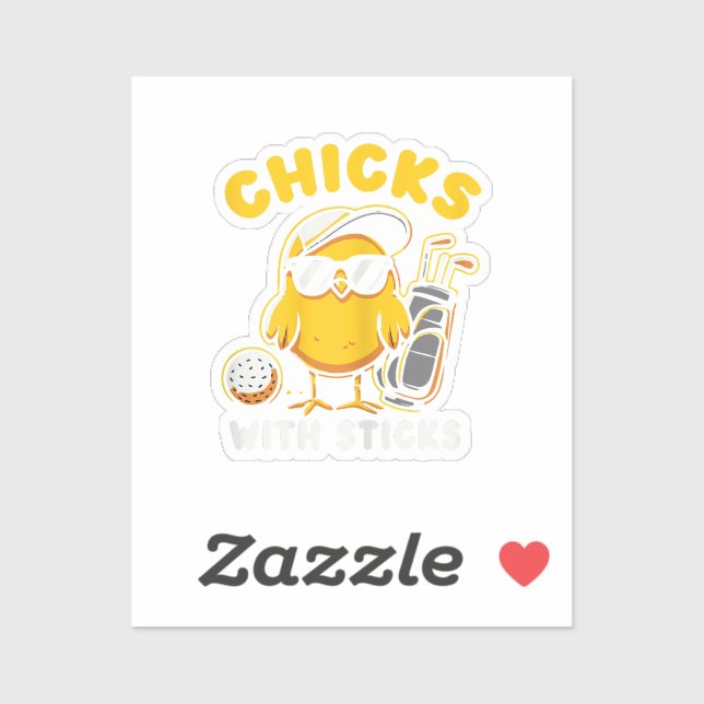 Sticker Poussins Avec Bâtons Golfer Girl Golf Club Gol (Feuille)