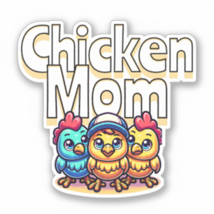 Sticker Poussins de dessin animé drôles Maman poule