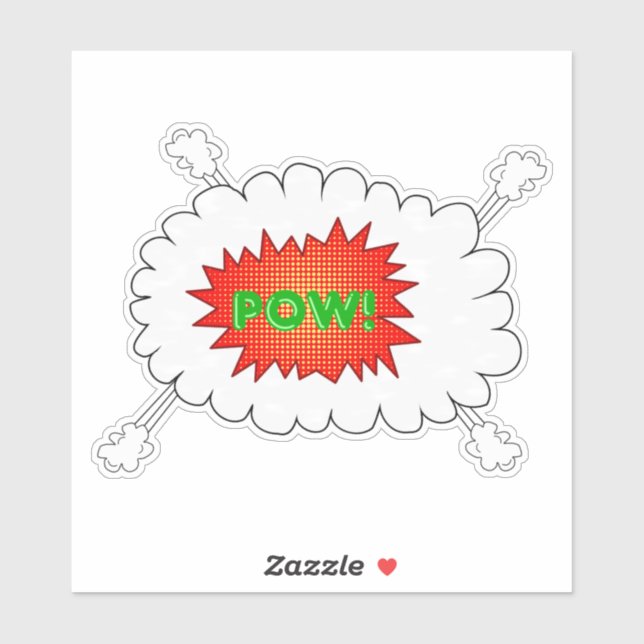 Sticker Pow !...Wow, design coloré. (Feuille)