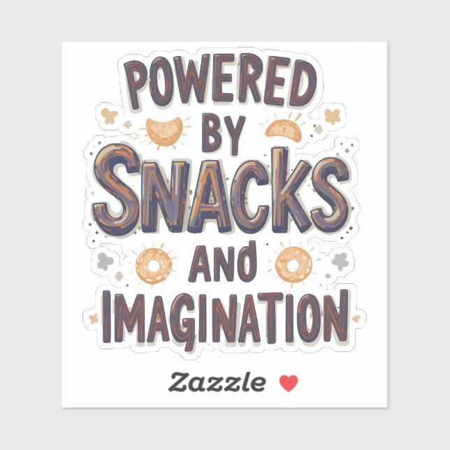 Sticker Powered by Snacks Imagination Funny Food Quote Typ (Feuille)