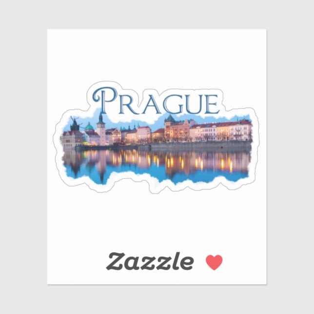 Sticker Prague : Skyline du soir (Feuille)