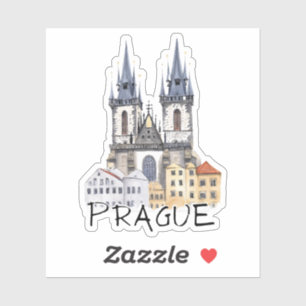 Sticker Prague Tyn Church Tchèque aquarelle