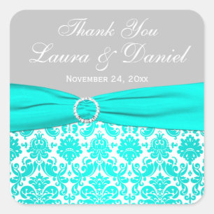 Sticker préféré Aqua, Grey et White Mariage damass