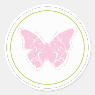 Sticker préféré Baby shower papillon rose