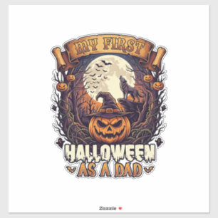Sticker Premier Halloween en tant que papa citrouille loup