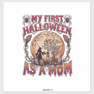 Sticker Premier Halloween en tant que sorcière maman squel