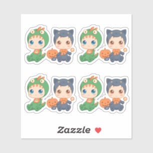 Sticker Première Halloween Babies Chat Dragon Costume Ense