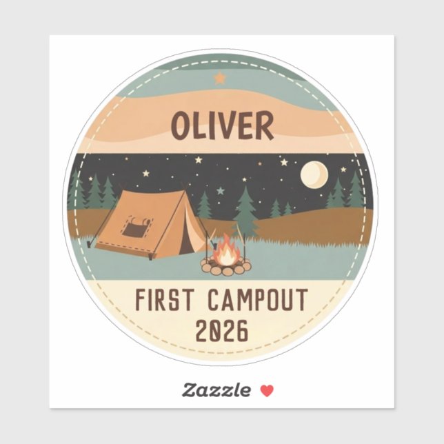 Sticker Première sortie en camping  (Feuille)