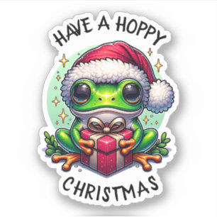 Sticker Prenez un Noël Hoppy Pun de grenouille
