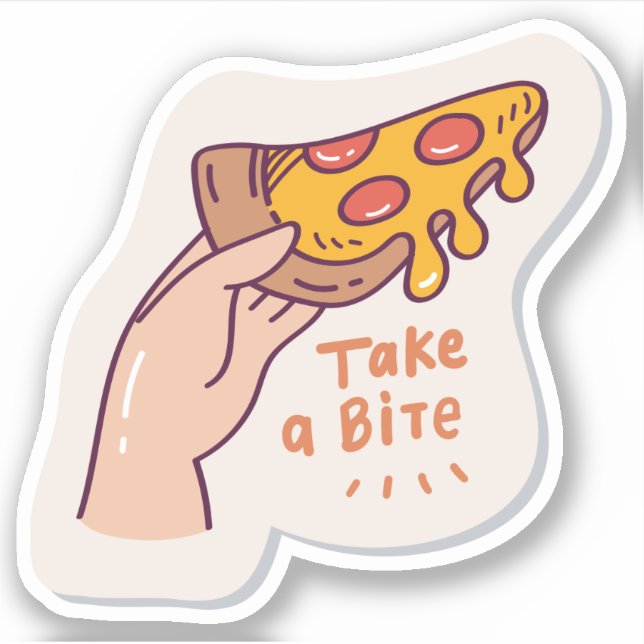Sticker Prenez une morsure pizza fun Custom-Cut Vinyl Stic (Devant)