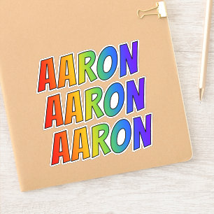 Sticker Prénom "AARON" avec colorant arc-en-ciel amusant
