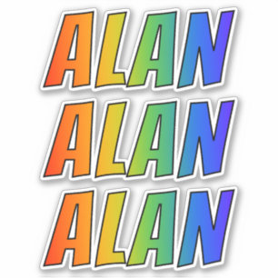 Sticker Prénom "ALAN" avec colorant arc-en-ciel amusant