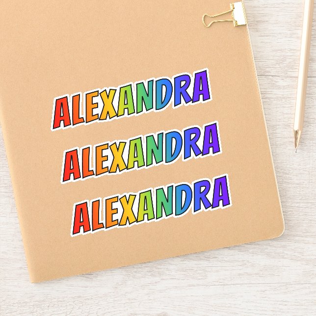 Sticker Prénom "ALEXANDRA" avec colorant arc-en-ciel amusa (Carnet)