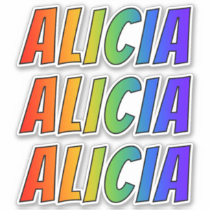 Sticker Prénom "ALICIA" avec la coloration d'arc-en-ciel