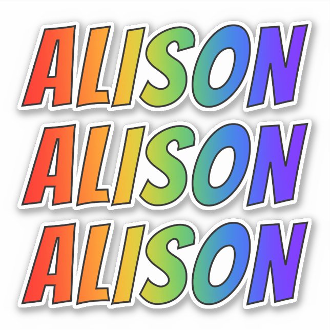 Sticker Prénom "ALISON" avec colorant arc-en-ciel amusant (Devant)