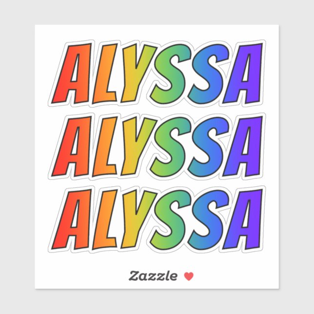 Sticker Prénom "ALYSSA" avec colorant arc en ciel amusant (Feuille)