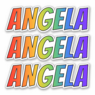 Sticker Prénom "ANGELA" avec la coloration d'arc-en-ciel
