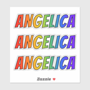 Sticker Prénom "ANGELICA" avec colorant arc en ciel amusan