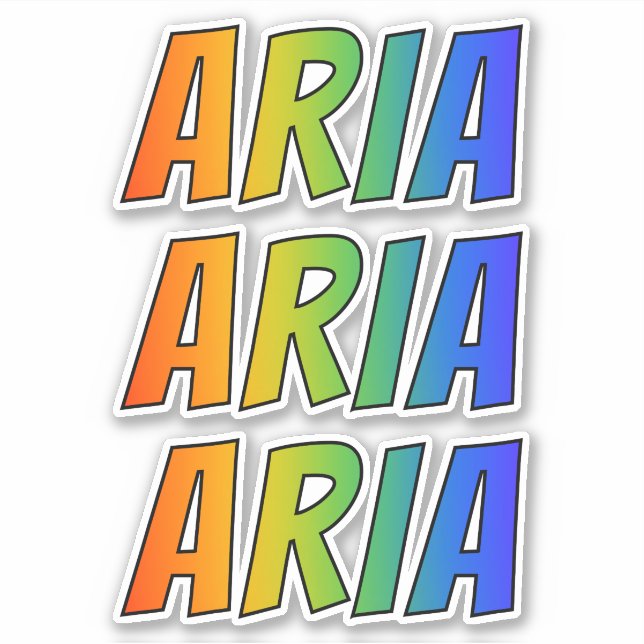 Sticker Prénom "ARIA" avec colorant arc-en-ciel amusant (Devant)
