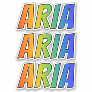 Sticker Prénom "ARIA" avec la coloration d'arc-en-ciel